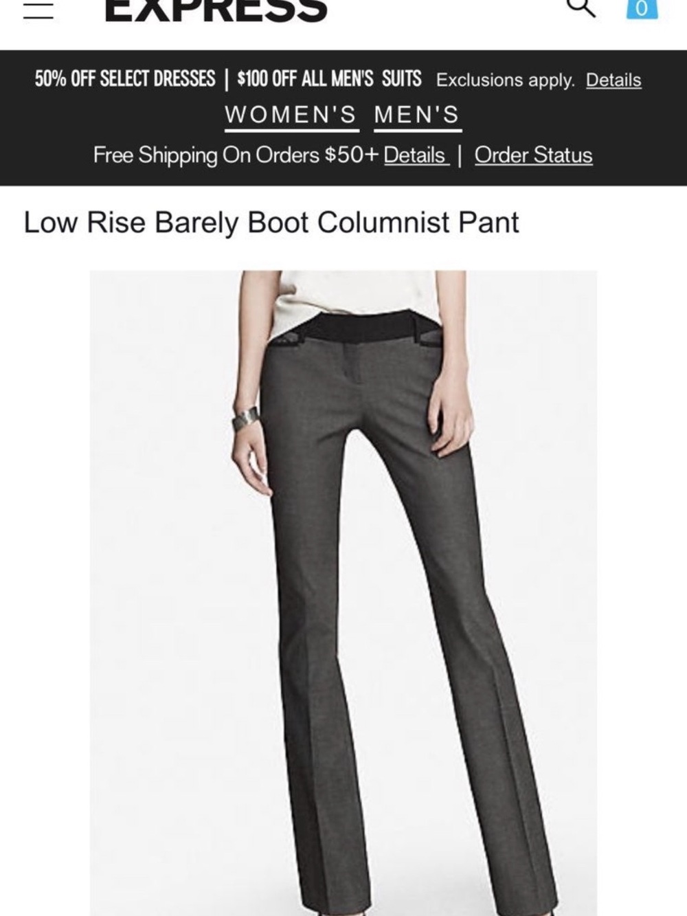 NWT Express Charcoal Gray Low-Rise Bootcut Pants 6S